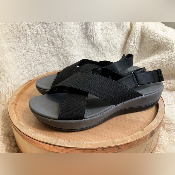 Clarks Women’s Black Arla Jacory Wedge Slingback Sandals Size 10 - Picture 4 of 11